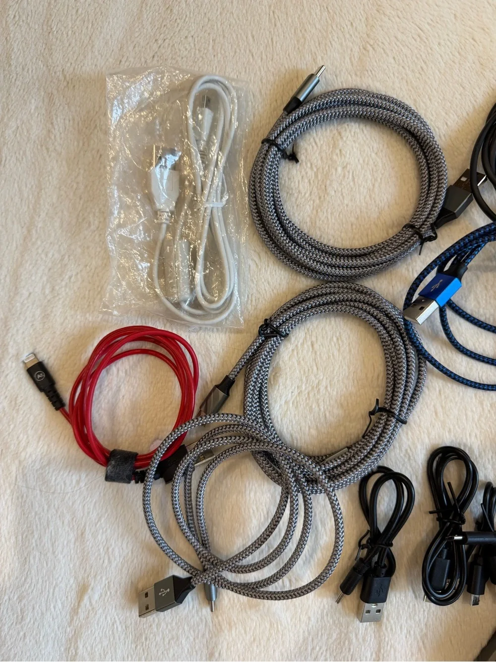 Assorted Charging Cables and Blocks